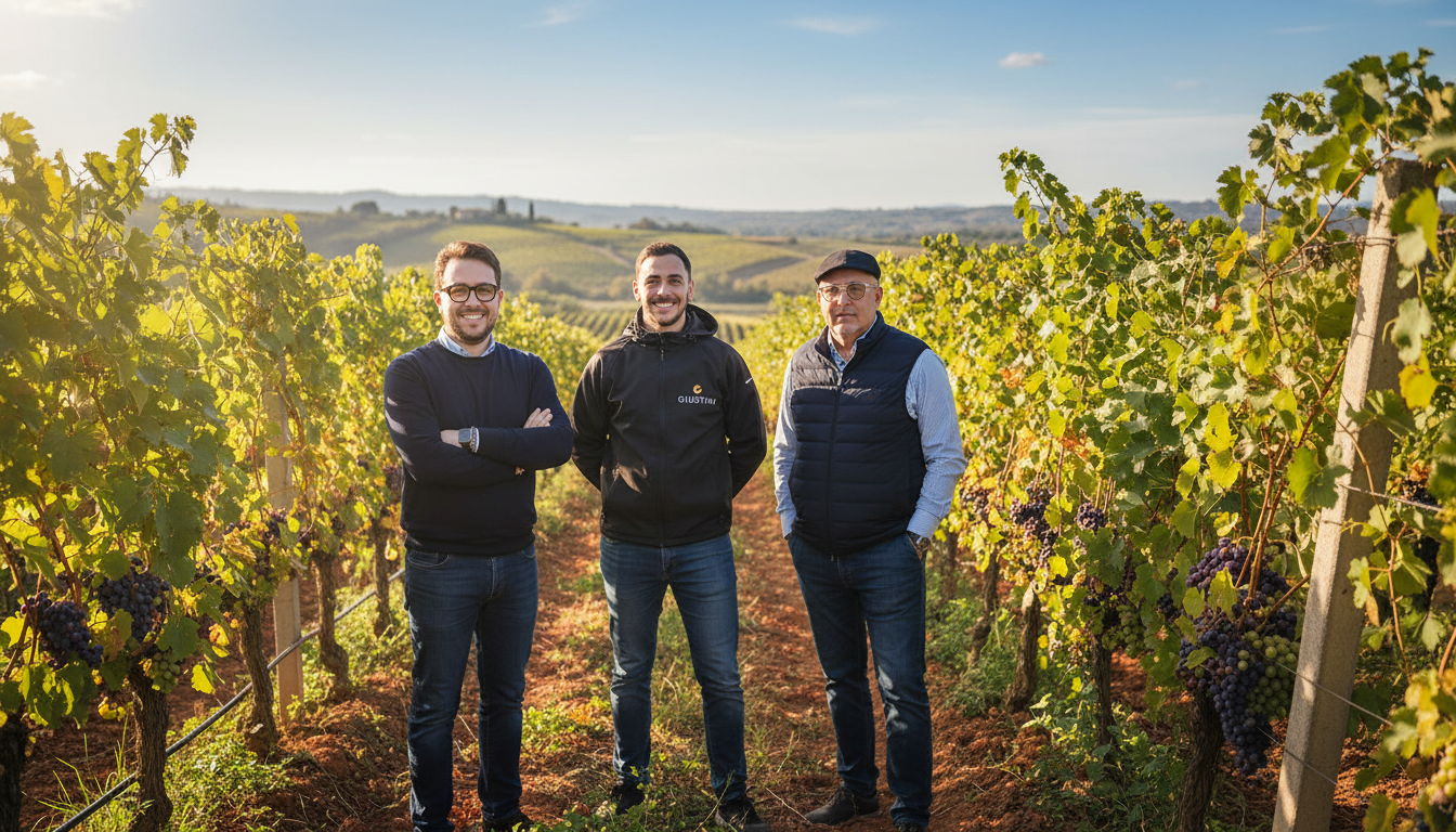 Familienportrait im Weinberg vor der Kellerei Tenuta Giustini