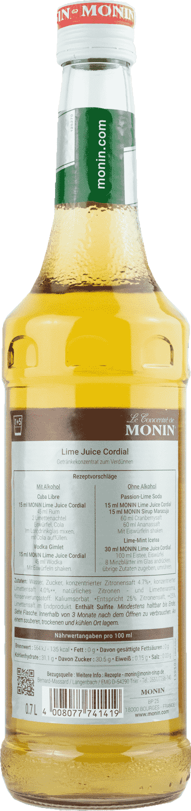 Monin Lime Juice Cordial 0.7l Konzentrat Monin Lime Juice Cordial 0.7l Konzentrat