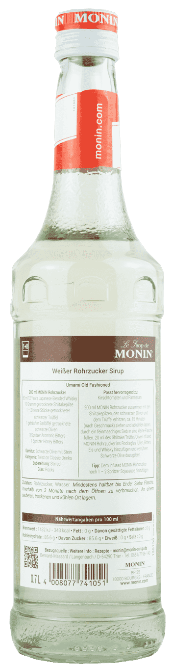 Monin Sirup Weißer Rohrzucker 0.7l