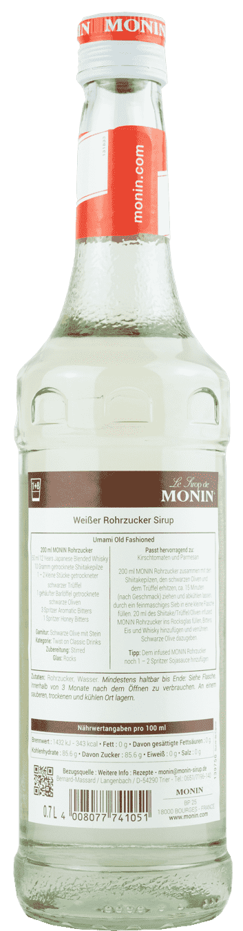Monin Sirup Weißer Rohrzucker 0,7l Monin Sirup Weißer Rohrzucker 0,7l