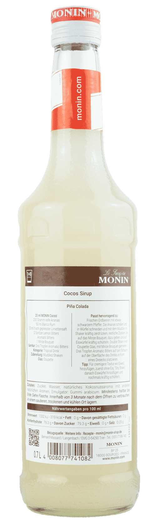 Monin Sirup Cocos Noix de Coco 0,7l Kokosnuss Monin Sirup Cocos Noix de Coco 0,7l Kokosnuss