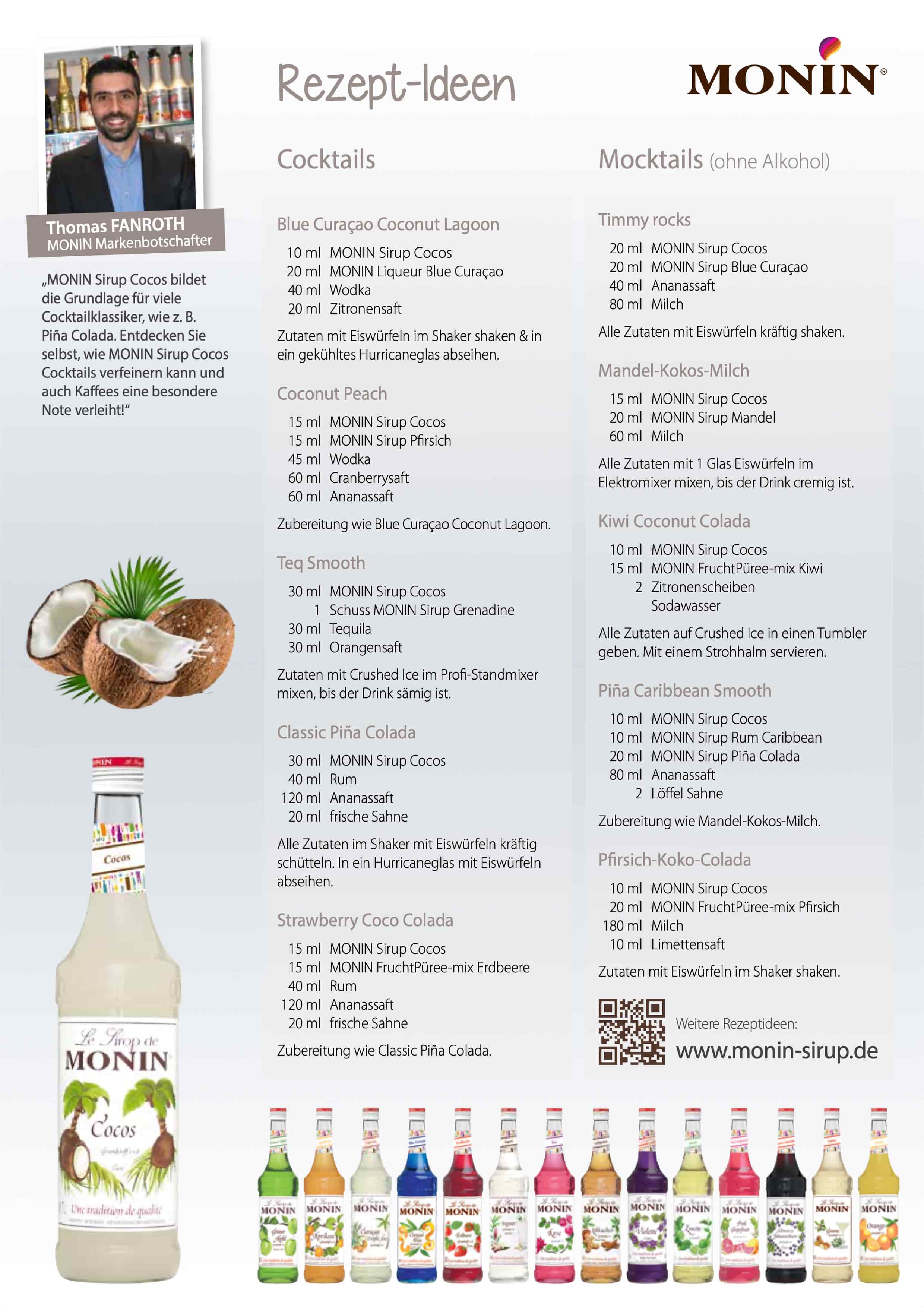 Monin Sirup Cocos Noix de Coco 0,7l Kokosnuss Monin Sirup Cocos Noix de Coco 0,7l Kokosnuss