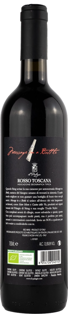 Tenuta Il Palagio Message in a Bottle Rosso Toscana BIO 2019