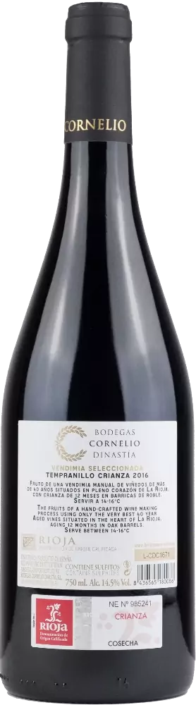 Cornelio_Dinastia_Crianza_Tempranillo_Rioja